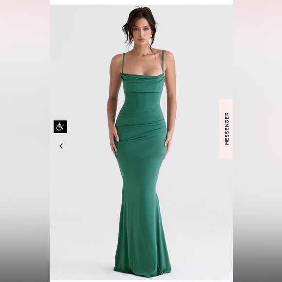 HOUSE OF CB- MILENA FOREST GREEN CORSET MAXI DRESS - Picture 3 of 10